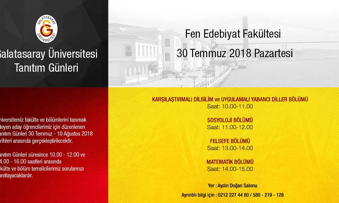 Galatasaray Üniversitesi Tanıtım Günleri bugün başlıyor