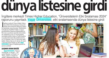 Yaşar Üniversitesi'nin Global Başarısı: Etki Sıralamasında Öne Çıktı