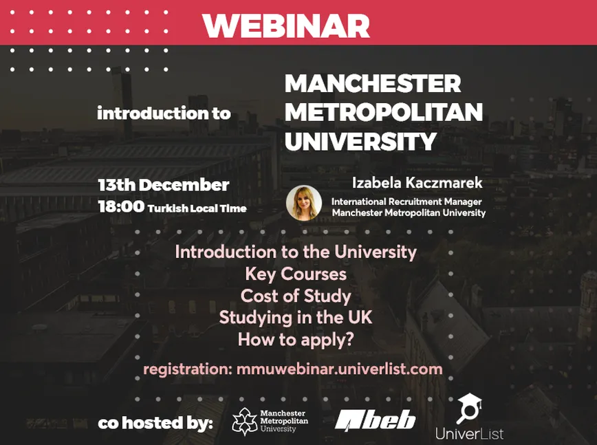 Manchester Metropolitan Üniversitesi Webinarı 13 Aralıkta