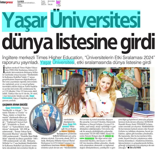 Yaşar Üniversitesi'nin Global Başarısı: Etki Sıralamasında Öne Çıktı