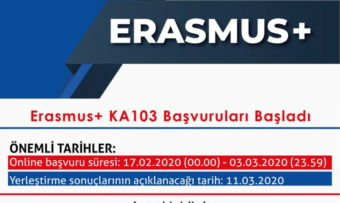 Erasmus+ KA103 Başvuruları Başladı