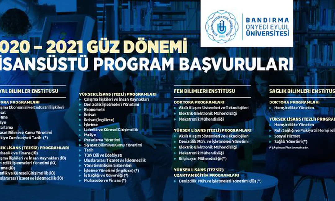 Bandırma Üniversitesi  Güz Dönemi Lisansüstü Program başvuruları