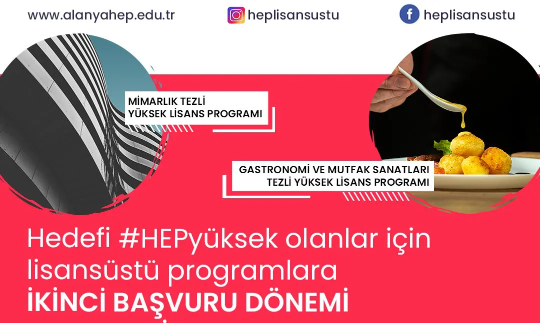 Alanya HEP Üniversitesi Lisansüstü Programlara İkinci Başvuru Dönemi