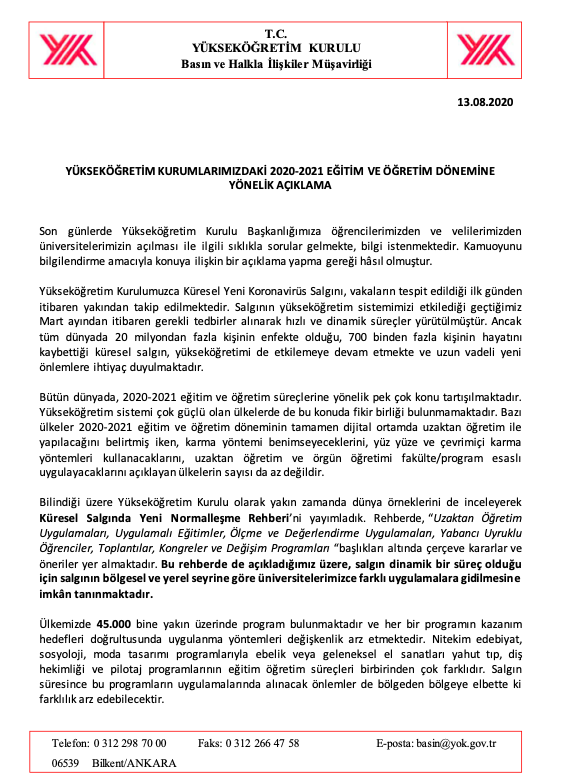 YÖK Üniversitelerin Açılış Tarihini Açıkladı!