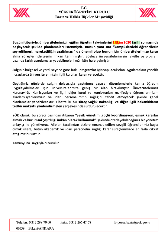 YÖK Üniversitelerin Açılış Tarihini Açıkladı!