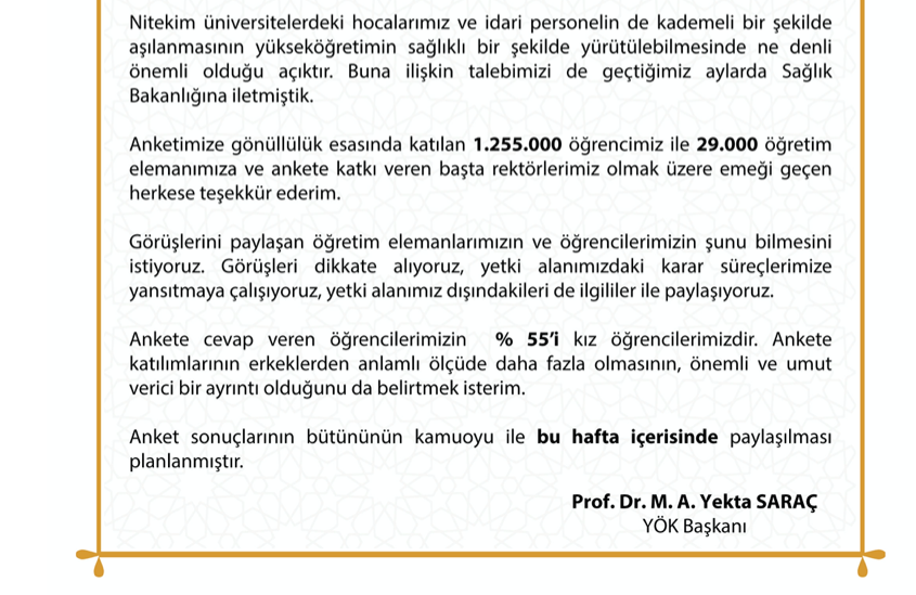 YÖK Üniversitelerin Açılmasına Yönelik Gerçekleştirdiği Anketin Sonuçlarını Açıkladı!