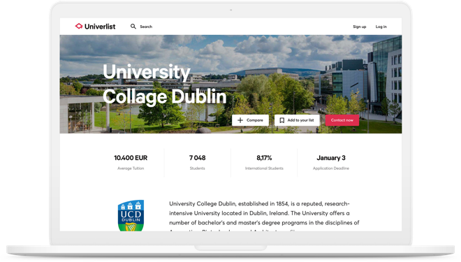 Univerlist Unique Landing Page